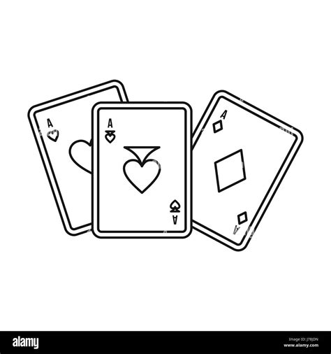 Playing Cards Icon In Outline Style Isolated On White Background Game
