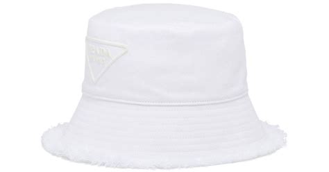 Prada Cotton The Drill Bucket Hat In White Lyst Canada