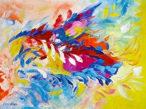 Cat Panther Painting Abstract Art Bright Colors By