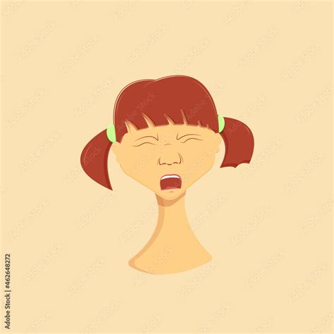 Pigtailed Girl Face Disgusted Pain Stock Vector Adobe Stock