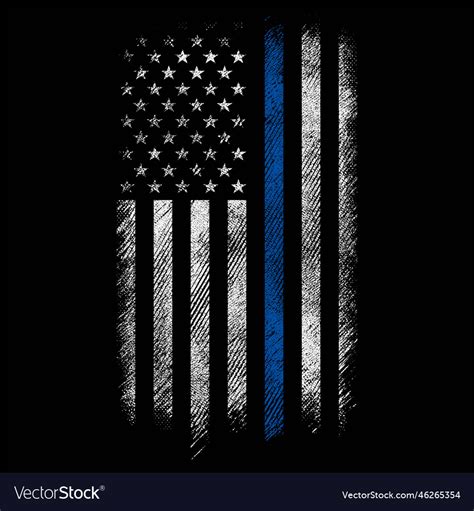 Grunge Usa Police Thin Blue Line Royalty Free Vector Image