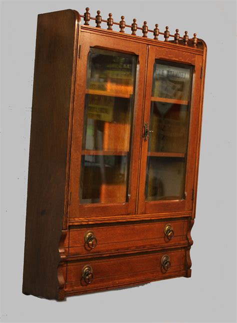 Bargain John S Antiques Antique Oak Wall Curio Cabinet With Beveled