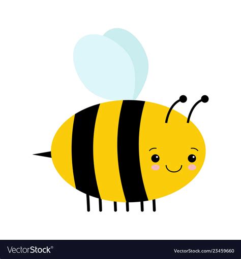 Cute Cartoon Bee Isolated On White Royalty Free Vector Image