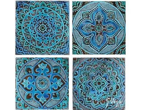 Ceramic Tiles With Mandala Tiles Decorative Tiles Wall Etsy
