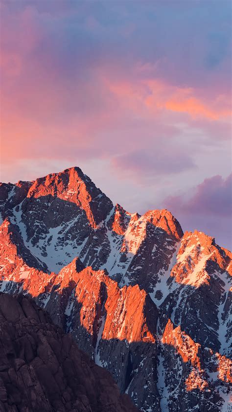 4k Sierra Apple Wallpaper Art Mountain Sunset Android
