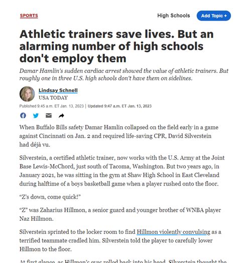 Athletic Trainers Save Lives But An Alarming Number Of High Schools Dont Employ Them Play