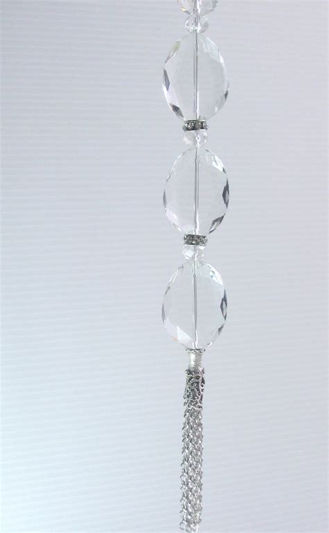 Hanging Crystal Prisms Triple Oval Prism With Antique Silver Tassel