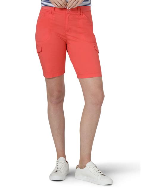 Lee Womens Flex To Go Solid Relaxed Fit Cargo Bermuda Shorts