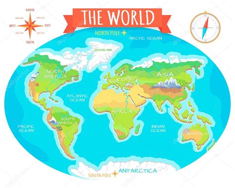 Continentes Los Océanos En El Mapa Del Mundo Nuestro Planeta