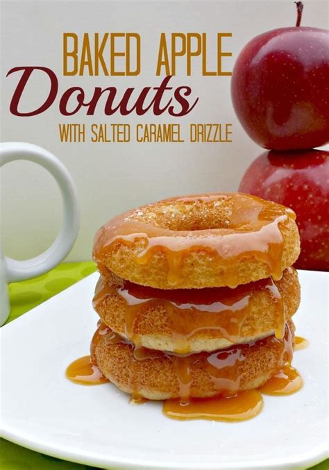 Baked Apple Donuts With Salted Caramel Drizzle Recipe Cake Sauce
