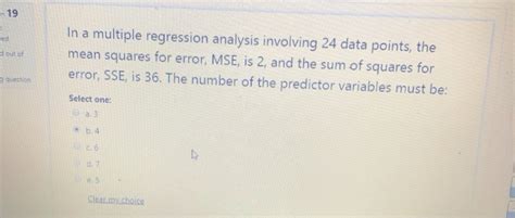 Solved Red D Out Of In A Multiple Regression Analysis Chegg Com