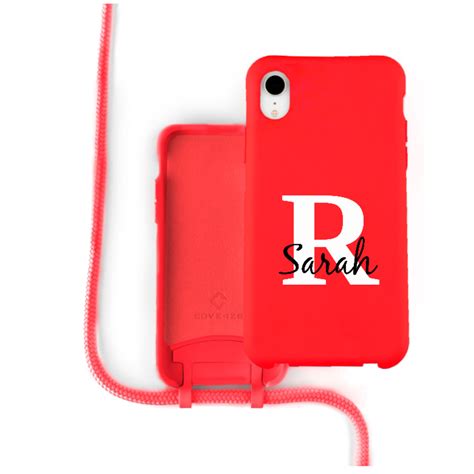 Silicone Case Met Koord IPhone Xr Rood Initial Name Phone Factory