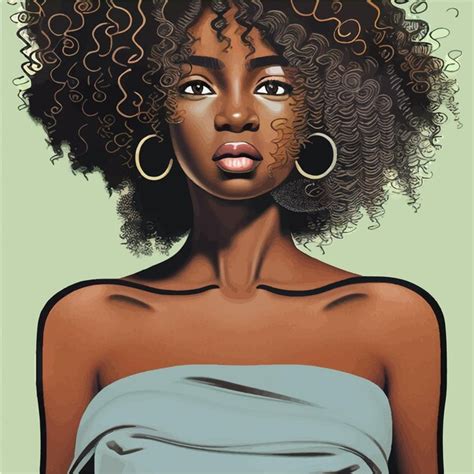 premium vector black afro african american girl woman lady vector illustration portrait head