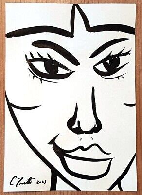 Chris Zanetti Original Ink Sketch Drawing Art Woman Female Portrait