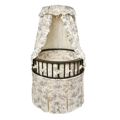 Black Elegance Round Bassinet With Toile Bedding 11367633 Overstock