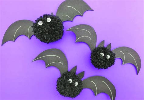 Halloween Pom Pom Bats Arts And Crafts
