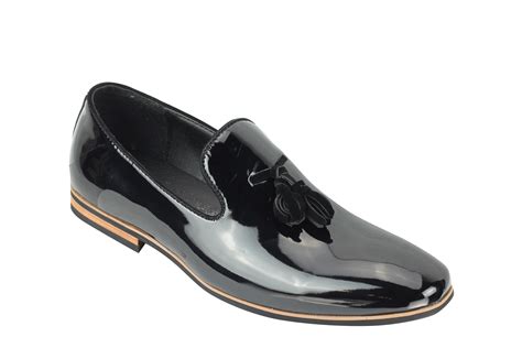 Mens Tassel Loafers Shiny Patent Leather Line Slip On Smart Casual Driving Shoes Ebay