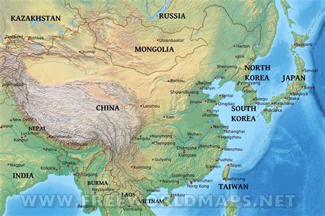 East Asia Physical Map