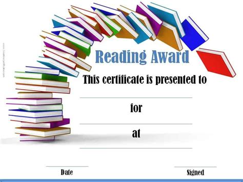Reading Awards And Certificate Templates Free And Customizable