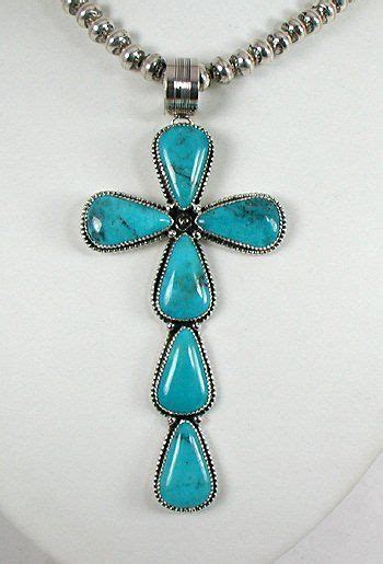 Authentic Native American Navajo Turquoise Sterling Silver Large Cross