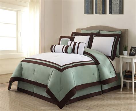 Sears bedspreads and matching curtains. 9 Piece King Hotel Sage and White Comforter Set ...
