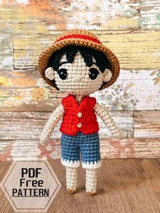 One Piece Character Crochet Luffy PDF Amigurumi Free Pattern - Lovelycraft