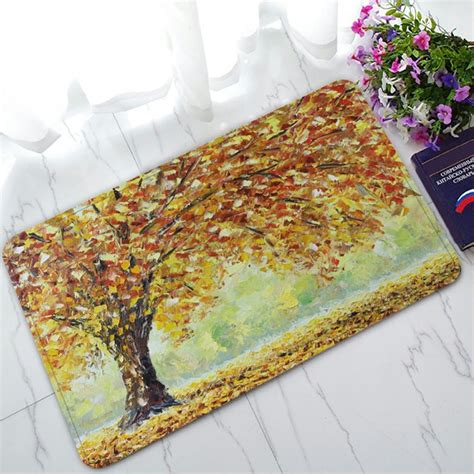 Phfzk Nature Forest Doormat Tree Of Life With Falling Leaves In Autumn