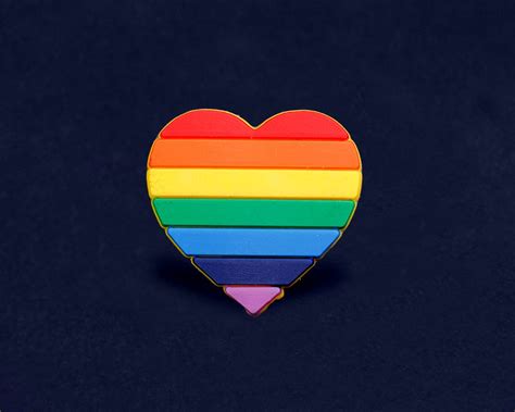 Prideoutlet Lapel Pins Gay Pride Rainbow Heart Silicone Pin