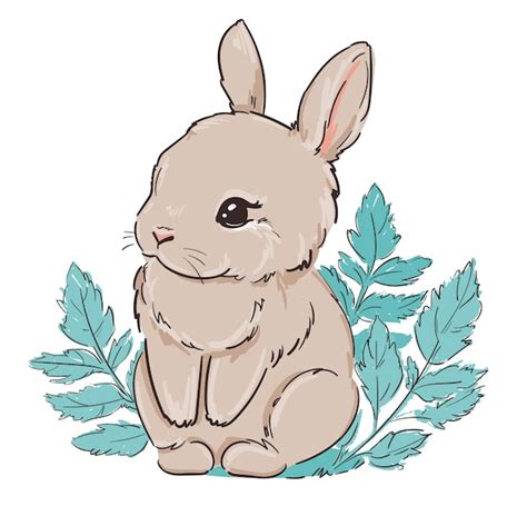 Premium Vector Cute Bunny And Leaves Illustration