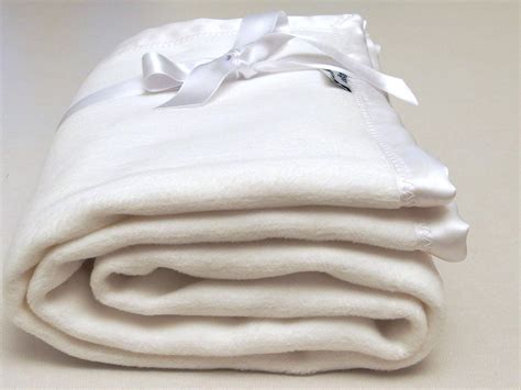 Baby Blanket White Cotton Fleece Baby Blanket Satin Trimmed Etsy