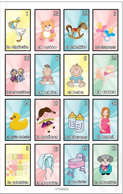 New La Loteria Bebe Baby Shower Bingo Spanish Edition By Vynked Bingo