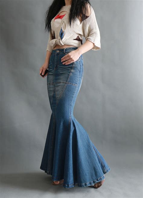 New Fashion Fish Tail Denim Mermaid Style Skirts For Women Denim Jeans