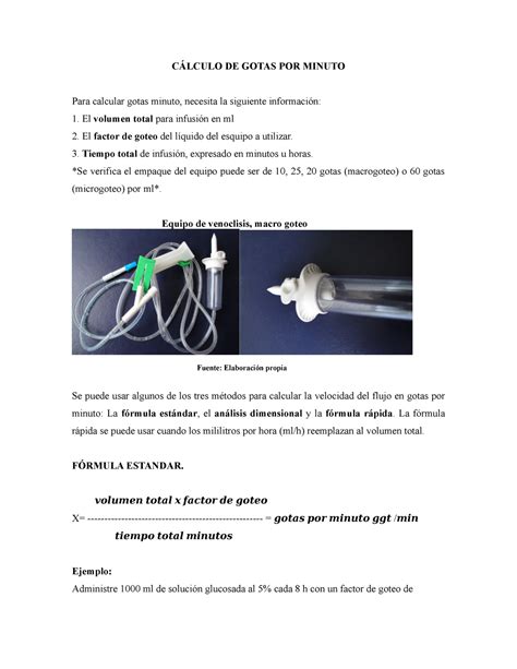 C Lculo De Gotas Por Minuto Soluciones Endovenosas C Lculo De Gotas