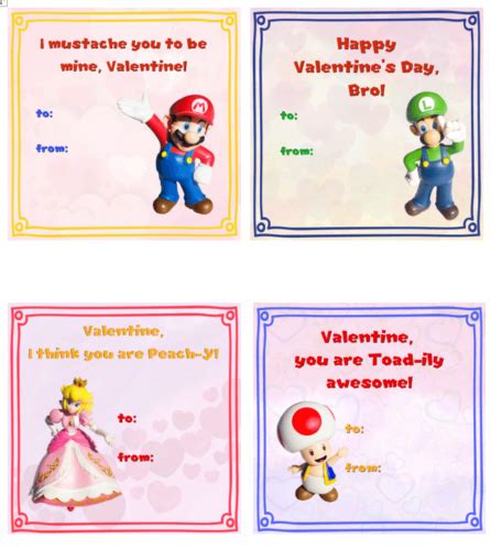 Free Printable Super Mario Valentines For Classroom