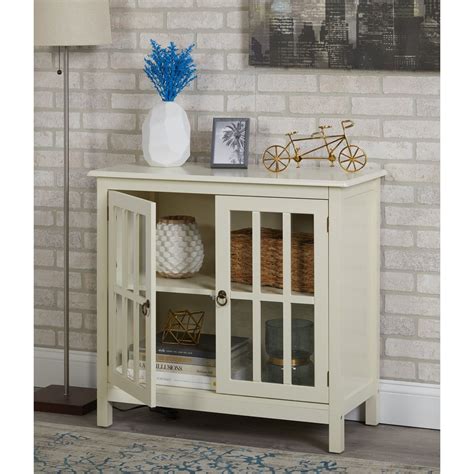 Pittsburg 18 wide metal glass cabinet. Small Glass Door Cabinet Display Antique White Wood 2 Door ...