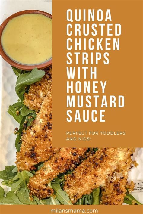 Preheat oven to 350 degrees f (175 degrees c). Quinoa Crusted Chicken Strips with Honey Mustard Sauce ...