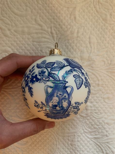 Holiday Ornament Spode Blue Room Collection Mouth Blown Etsy