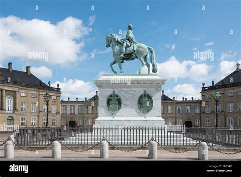 Statue Of Frederick V Amalienborg Palace Square Copenhagen Stock