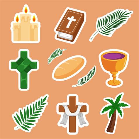 Palm Sunday Icons Set 4567750 Vector Art At Vecteezy