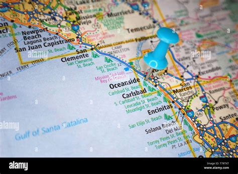 A Map Of Oceanside California Marked With A Push Pin Stock Photo Alamy