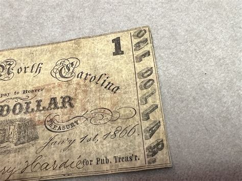 Rare 1861 1 Dollar Bill Print Error North Carolina Note Double