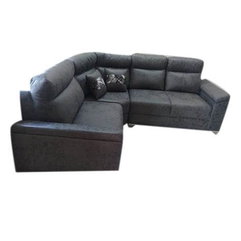 Modern 4 Seater Black L Shape Leather Sofa With Lounger At Rs 21000