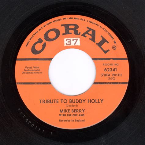 mike berry with the outlaws tribute to buddy holly every little kiss orange label vinyl