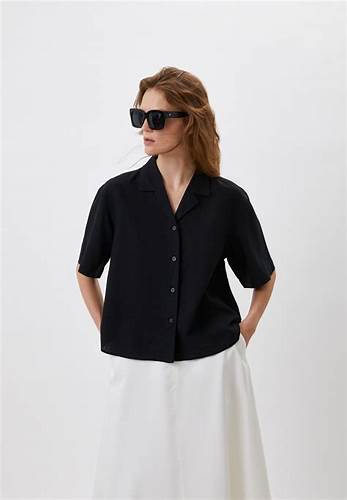 Блуза UNIQLO из смесового льна, цвет: черный, RTLABW758901 — купить в Картинка - Блуза UNIQLO из смесового льна, цвет: черный, RTLABW758901 — купить в