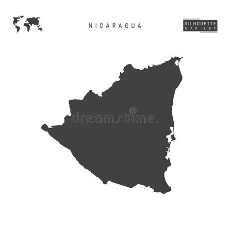 Nicaragua Vector Map Isolated On White Background High Detailed Black