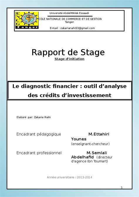 Doc Rapport De Stage Dans La Banque Populaire Zakaria Riahi