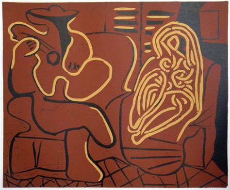 Pablo Picasso After Nude Woman And Guitarist Linocut Hot Sex Picture