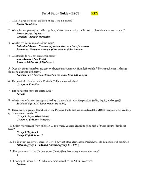 View, download and print periodic table review worksheet with answer key pdf template or form online. Periodic Table Study Guide