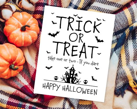 Trick Or Treat Sign Printable Halloween Candy Please Take One Social Distance Help Yourself