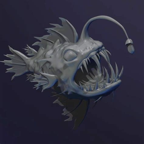 Artstation Anglerfish Sculpt Daniela Naumovski Angler Fish Drawing